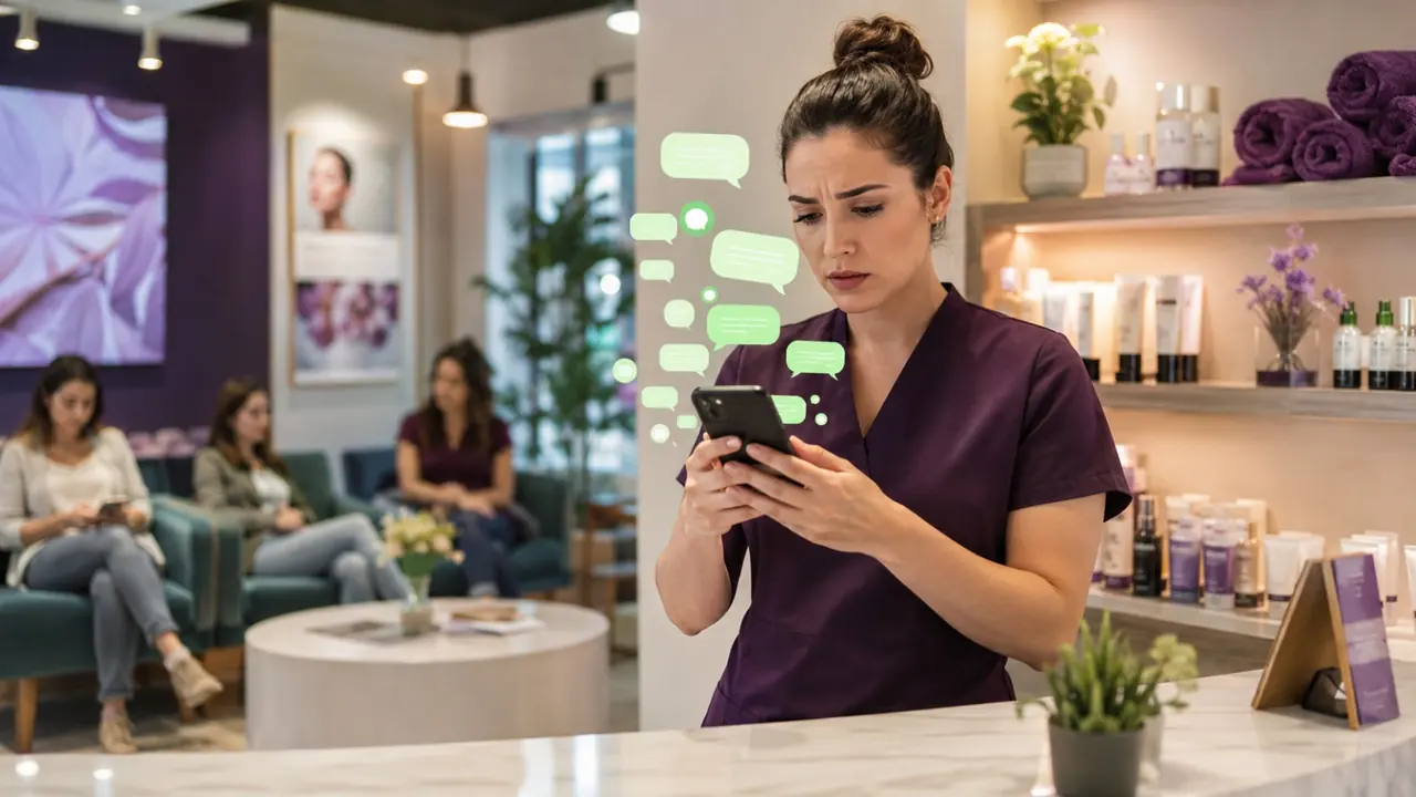 Messages and booking requests interrupting work in a beauty centre